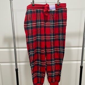 stars above Red Plaid Pajama Pants